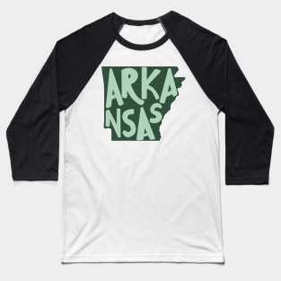 Arkansas Doodle Letters Map Outline-green Baseball T-Shirt